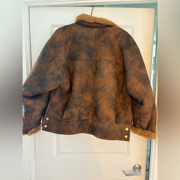 Sandro Paris Shearling Leather Coat – Size 40 - Picture 12 of 16